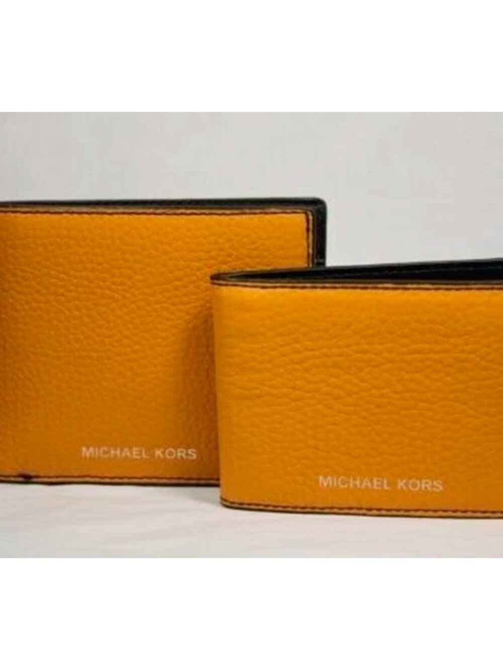 S Michael Kors Cooper Pebbled Yellow Leather Billfold Wallet 3-in-1 36F9LCOF2L F